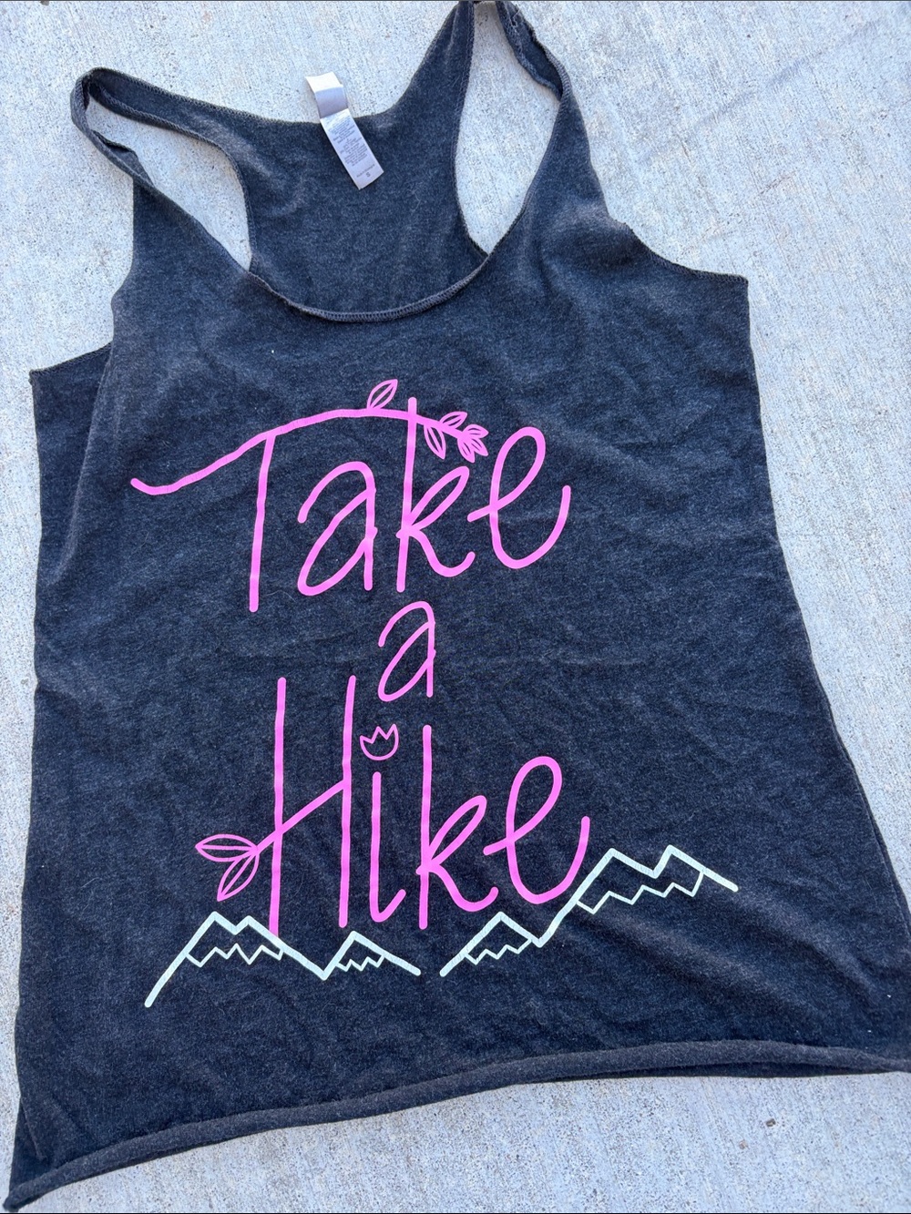 Next Level Apparel Charcoal Gray Racerback Tank with Pink Accent